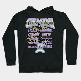 Gemini Retro 90s Band Zodiac Birthday Traits Lightning Hoodie